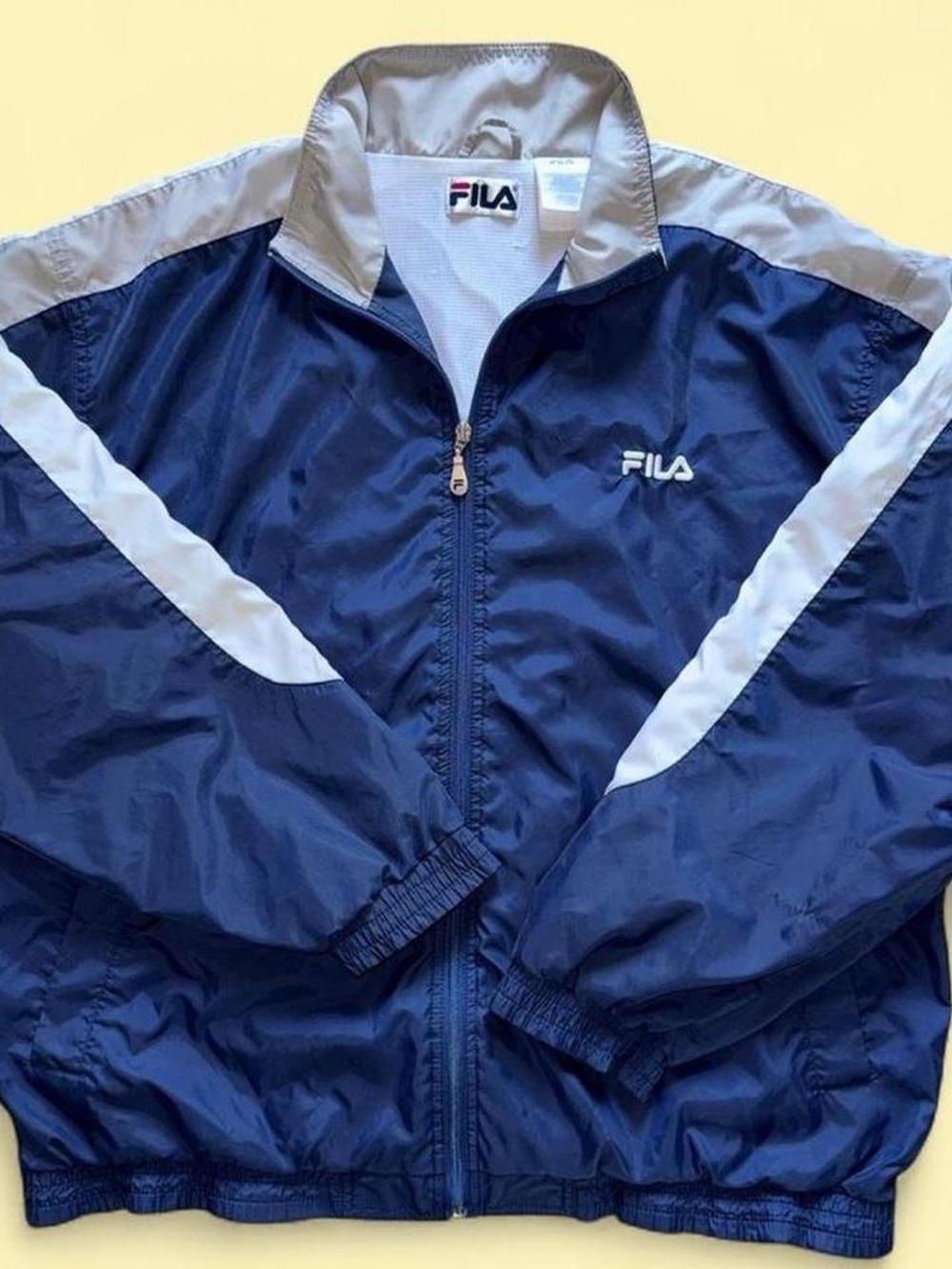 Fila Navy and Light Gray Windbreaker Jacket with White Logo